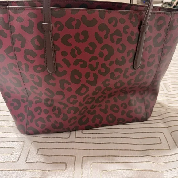 Kate Spade Burgundy  Leopard Tote Purse - Picture 2 of 4